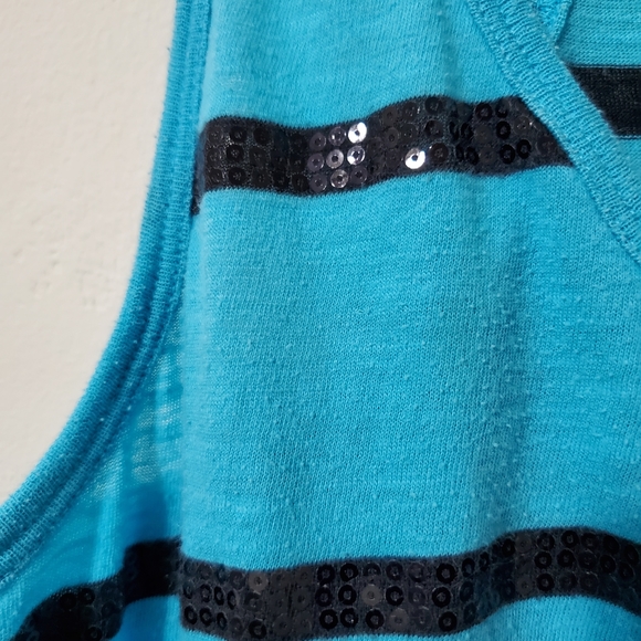 Pink blue and black striped tank XS - Picture 5 of 5